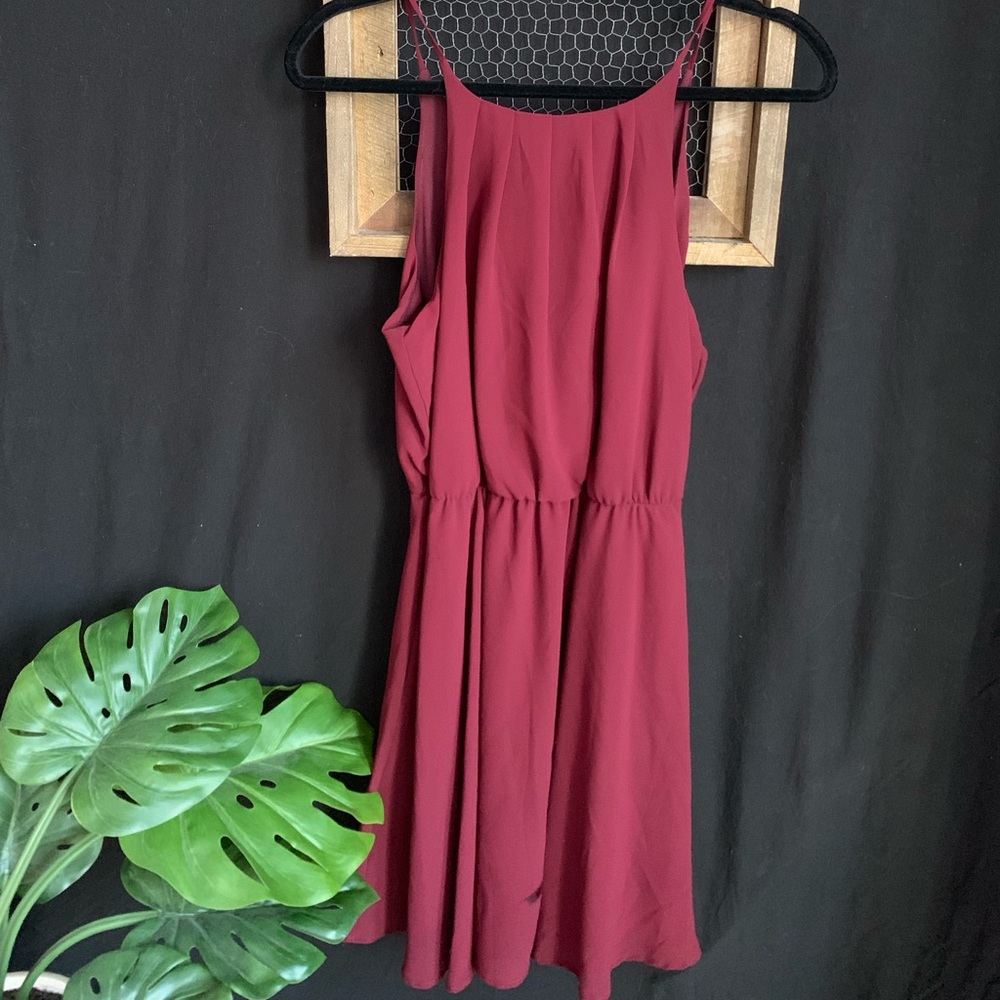 Red mini empire waist dress/ halter